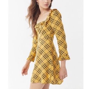 Plaid ruffle mini dress